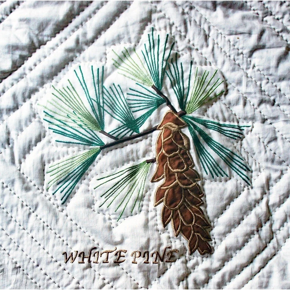 A Gorgeous Embroidered Christmas Evergreens Quilt with Mistletoe and Holly 60x50